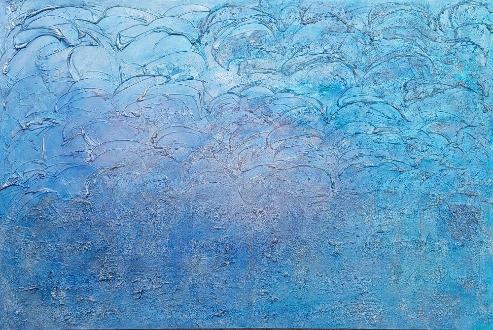 Blue and pink acrylic textured painting