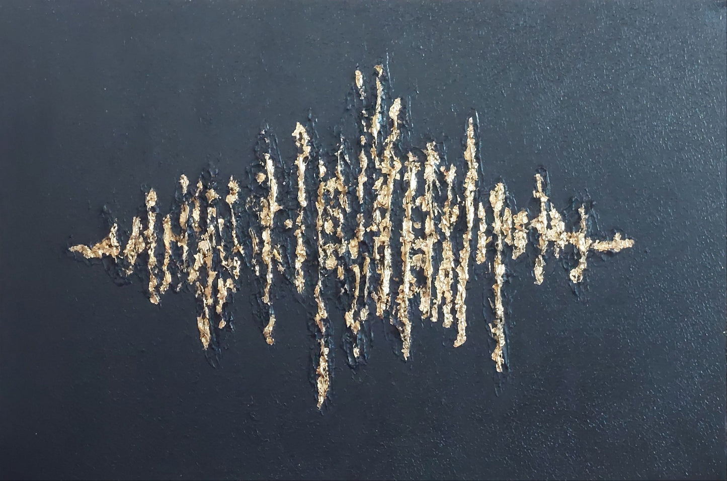 Limited edition fine art print called in a heartbeat. Black textured canvas with gold overlay