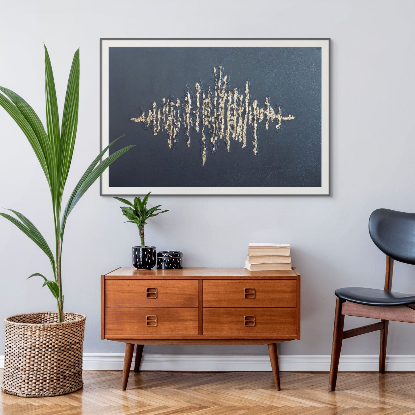 Limited edition fine art print called in a heartbeat. Black textured canvas with gold overlay