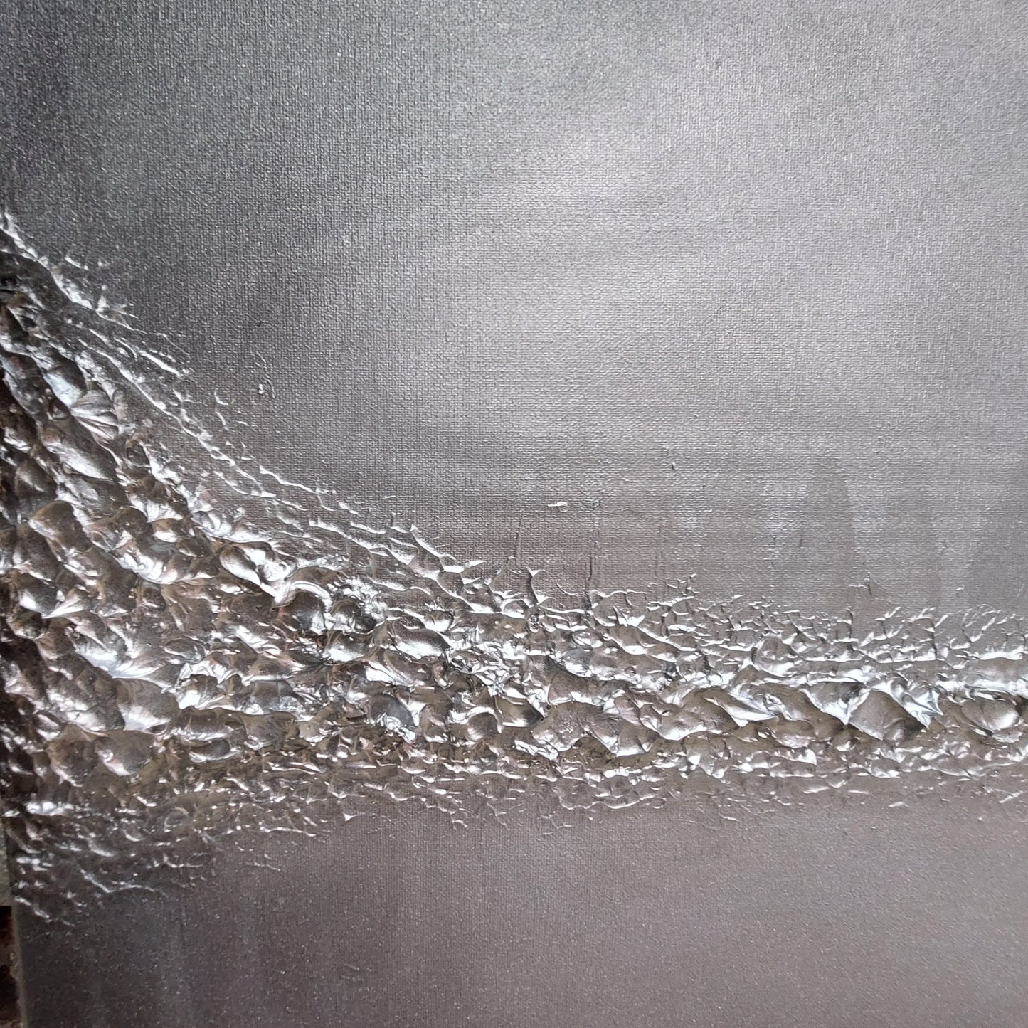 Grey and silver textured original abstract canvas painting, lakeshore by julie bevan art