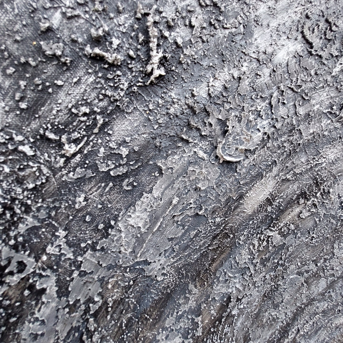 large textured canvas in grey and silver acrylic paint Julie Bevan Art