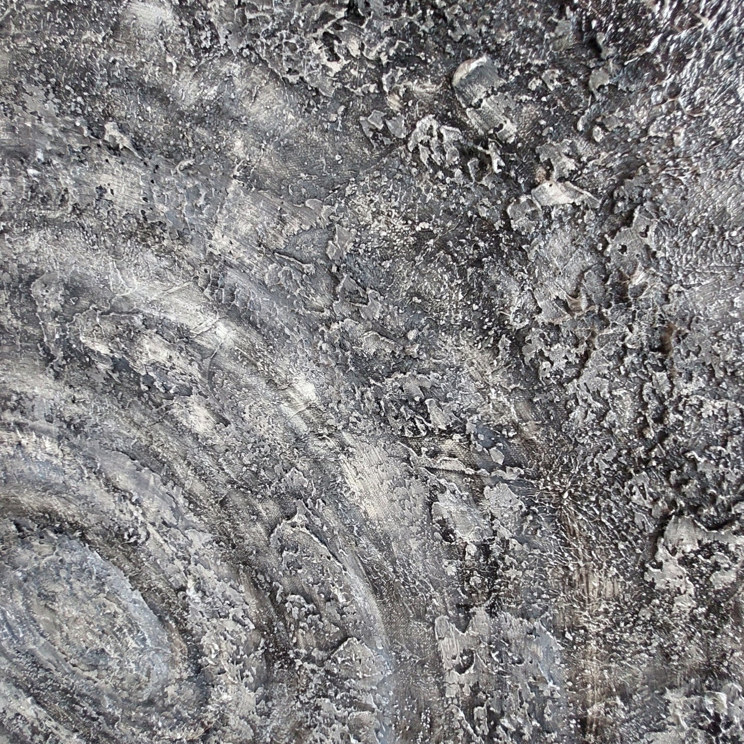 large textured canvas in grey and silver acrylic paint Julie Bevan Art