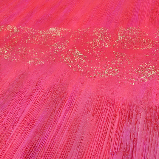 Abstract art with pink and gold brush strokes