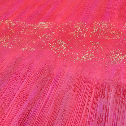 Abstract art with pink and gold brush strokes