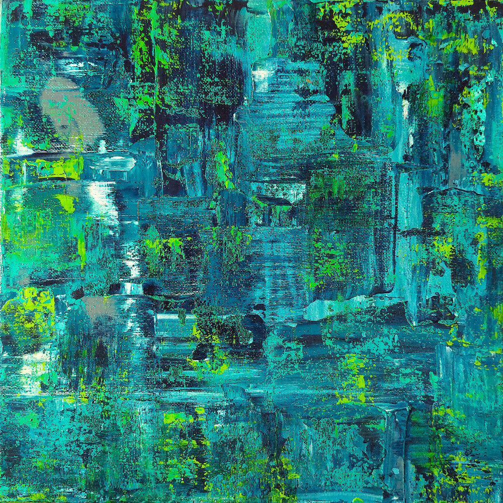 Samhain no.5 green, turquoise, lime and white colour limited edition print abstract style