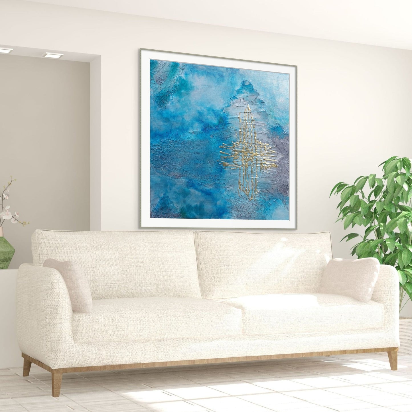 Not a Cross 50x50cm - Giclée Print Blue and Gold Acrylic print.