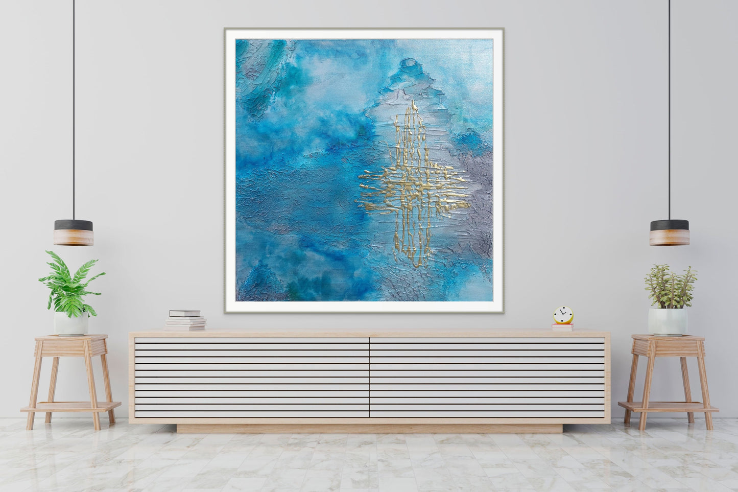 Not a Cross 50x50cm - Giclée Print Blue and Gold Acrylic print.