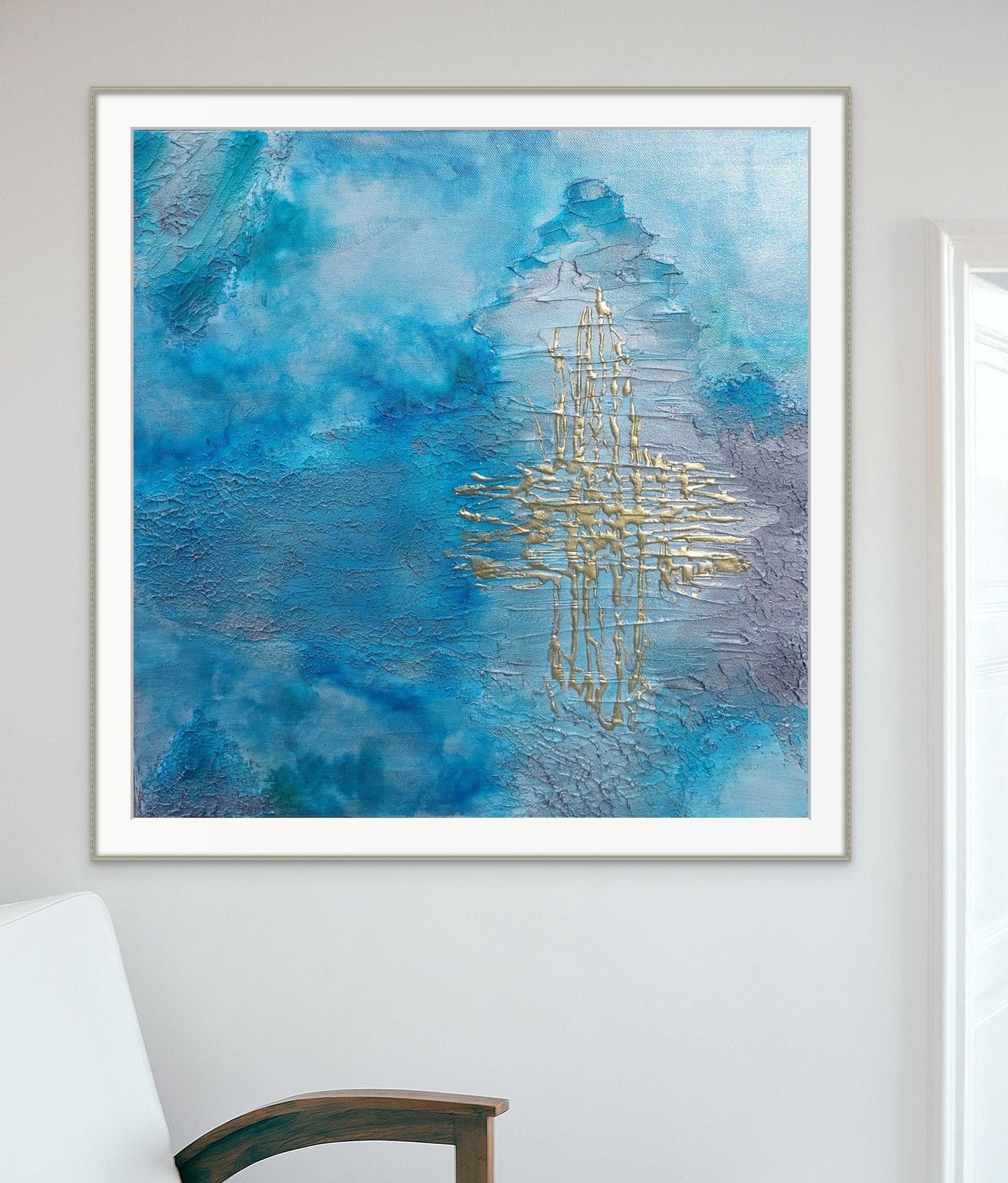 Not a Cross 50x50cm - Giclée Print Blue and Gold Acrylic print.