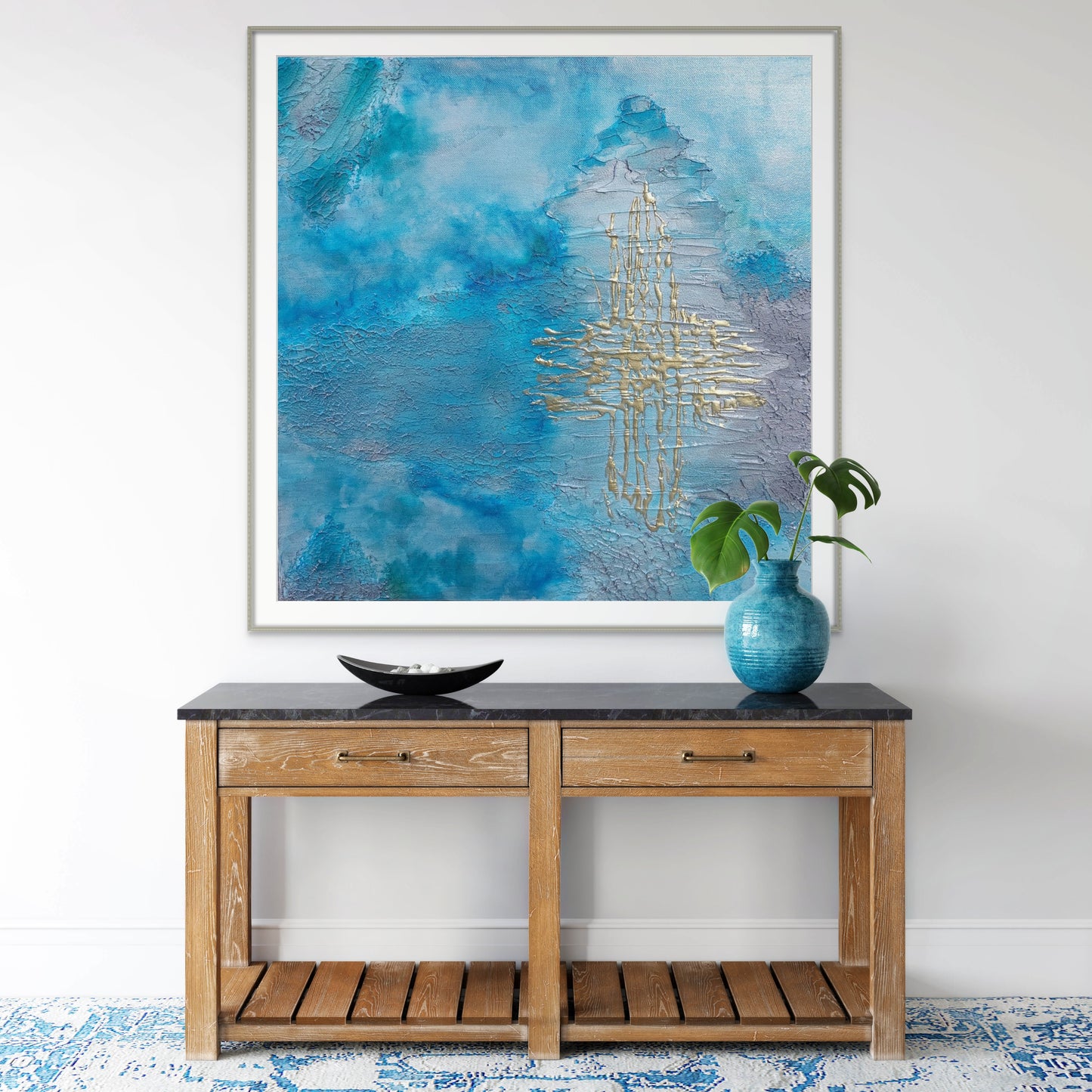 Not a Cross 50x50cm - Giclée Print Blue and Gold Acrylic print.