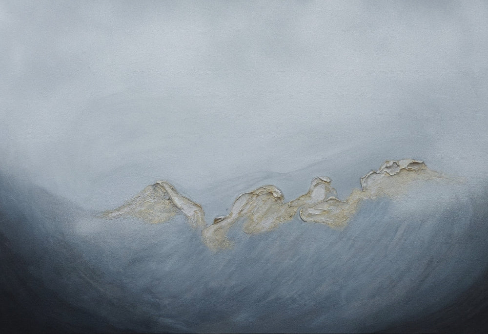 Dusk 75x50cm - Giclée Print Silver and gray abstract painting