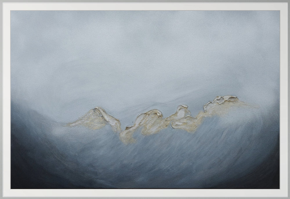 Abstract artwork with wavy lines on a gradient background