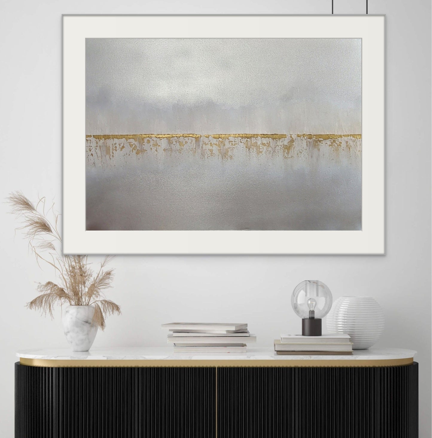 Falling through the cracks 70x50cm - Giclée Print Gray and Gold abstract image
