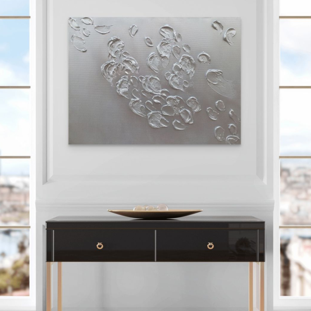 Frozen, Original 3D Canvas Painting, textured silver