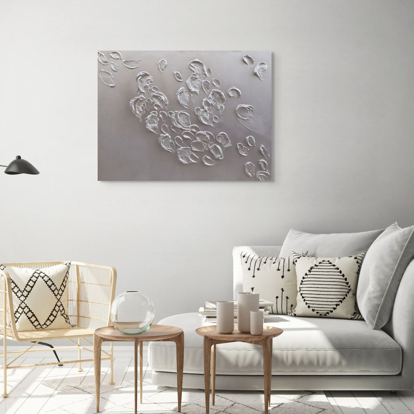 Frozen, Original 3D large Canvas Painting, textured silver
