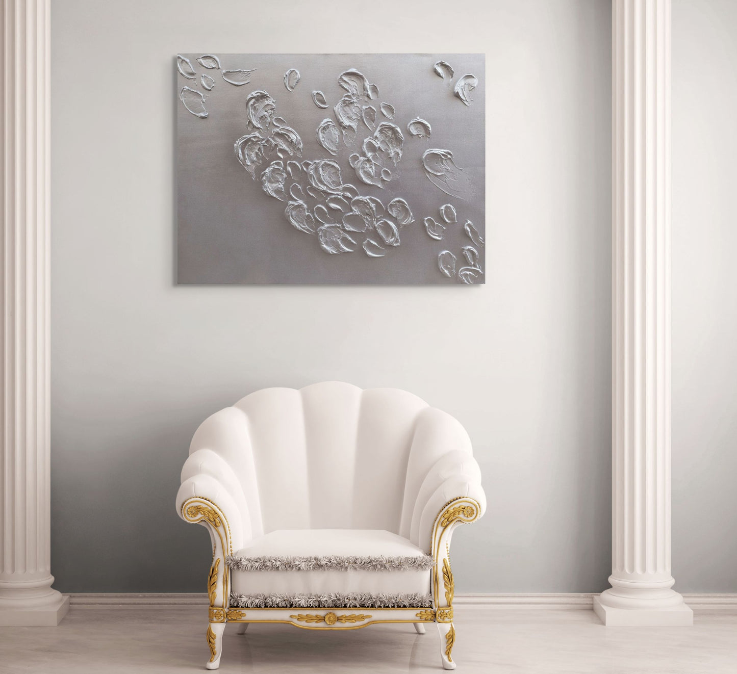 Frozen, Original 3D Canvas Painting, textured silver living room