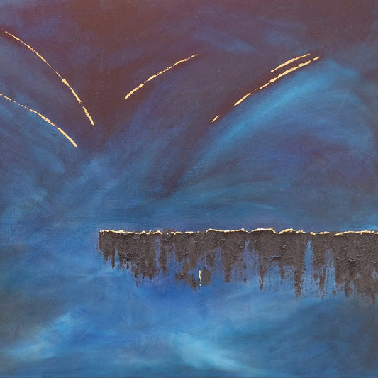 Horizon Blue and Textured Abstract Art Canvas