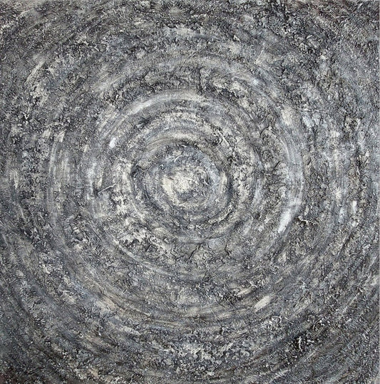 Artistic depiction of concentric circles with a textured surface.