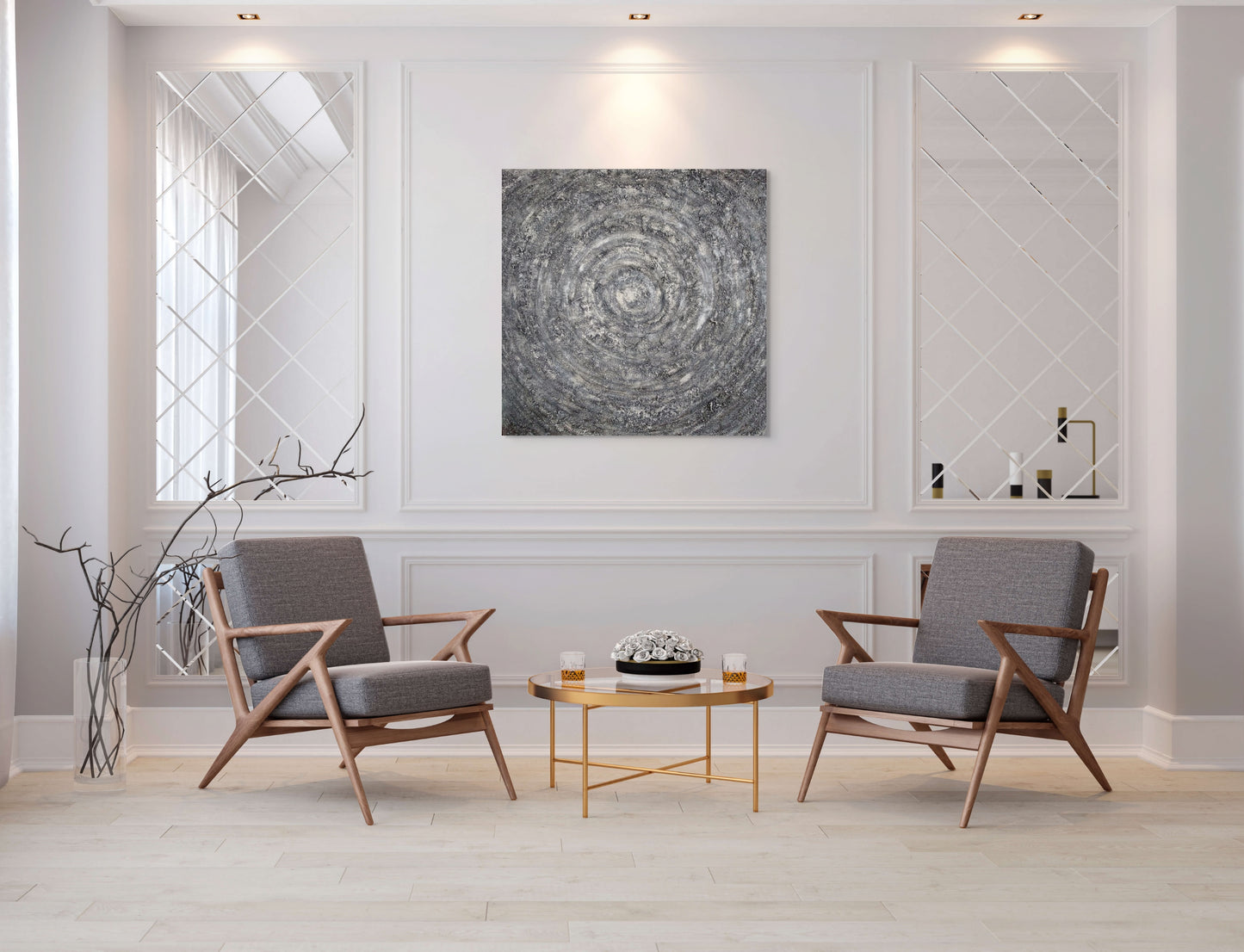 Large heavily textured grey and silver original canvas painting julie bevan art