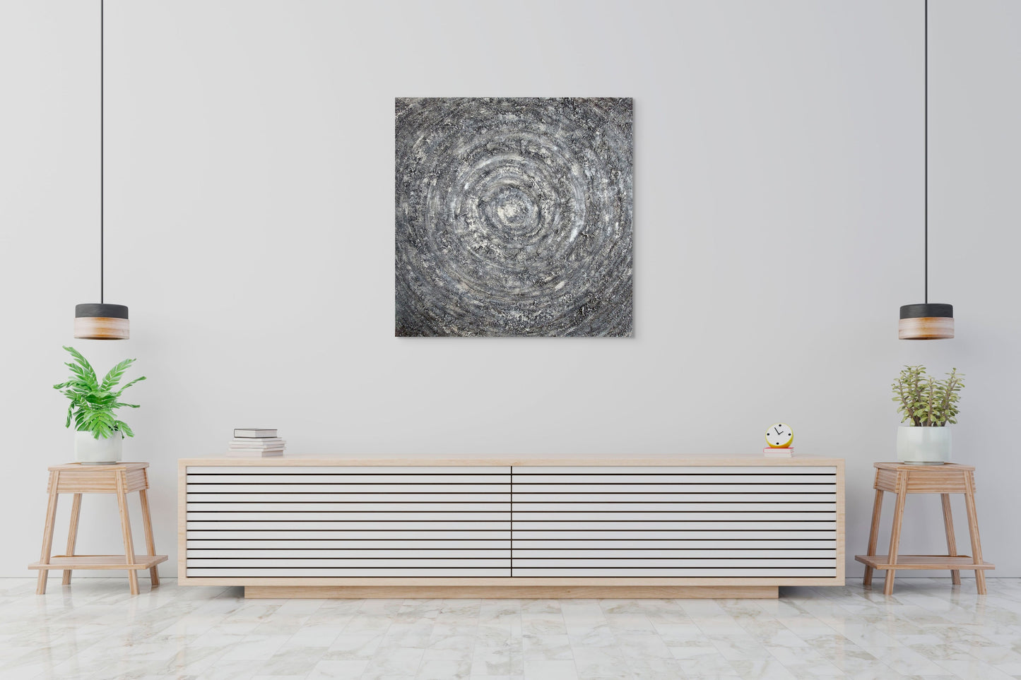 Large heavily textured grey and silver original canvas painting julie bevan art