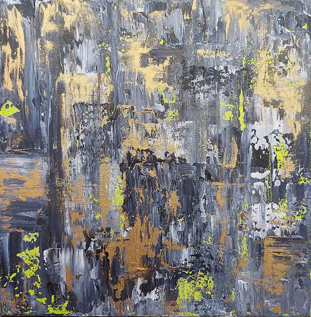 Samhain no.4 grey, black, gold and white colour limited edition print abstract style