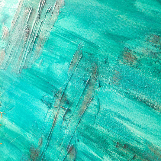 Reef Original Canvas Painting, Turquoise, gold and texture