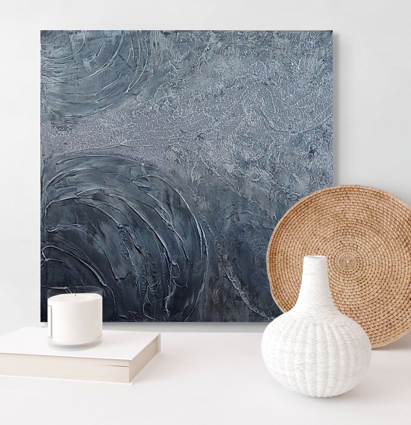 Grey and black textured canvas art