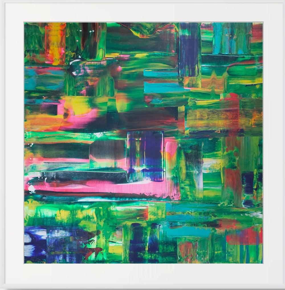 Abstract art with vibrant colors on a white background