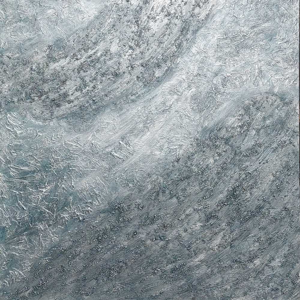 Grey, silver and black heavily textured canvas artwork