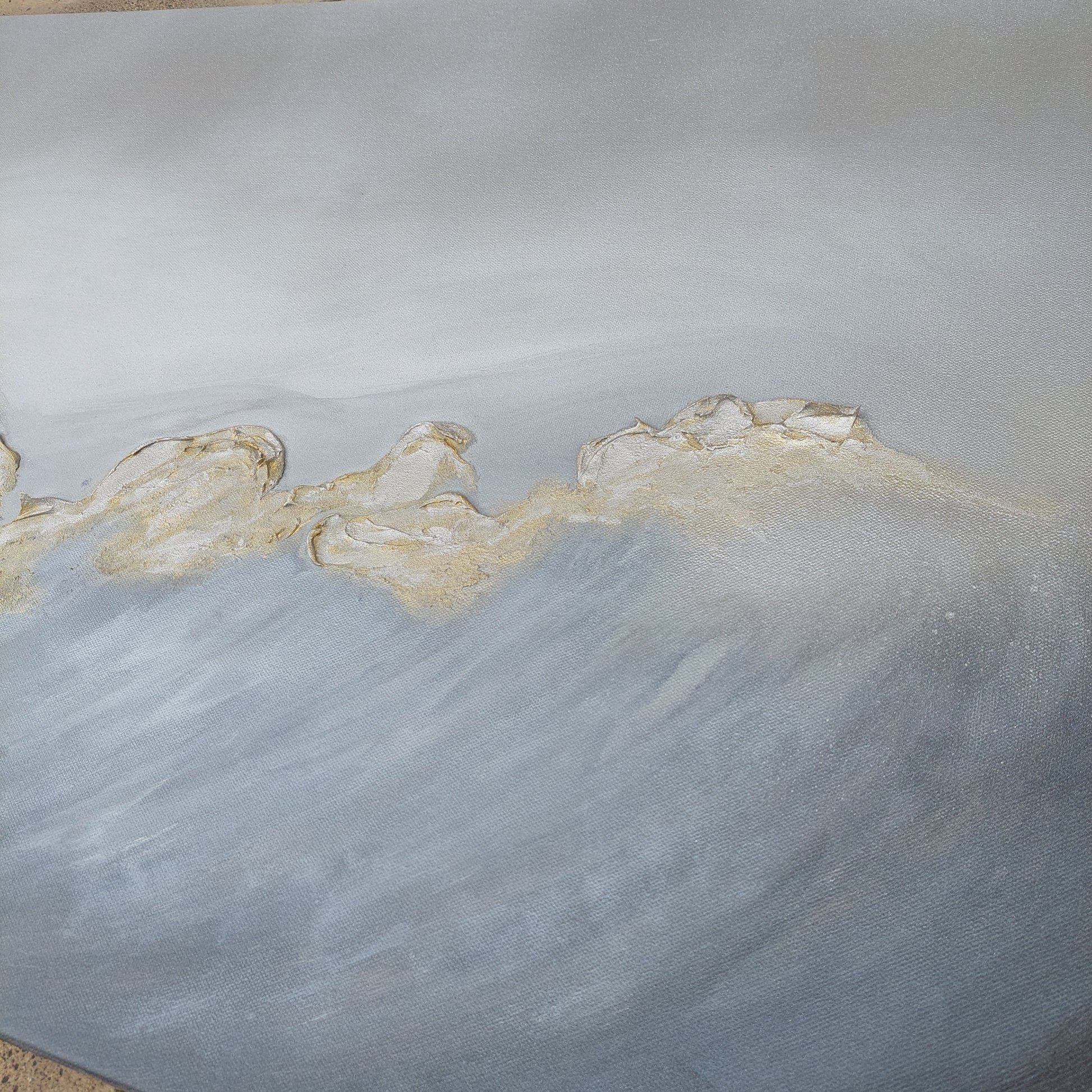 Acrylic & ink canvas art, abstract seascape close up