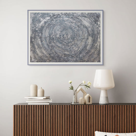 limited edition fine art print. Grey, silver and black abstract seascape