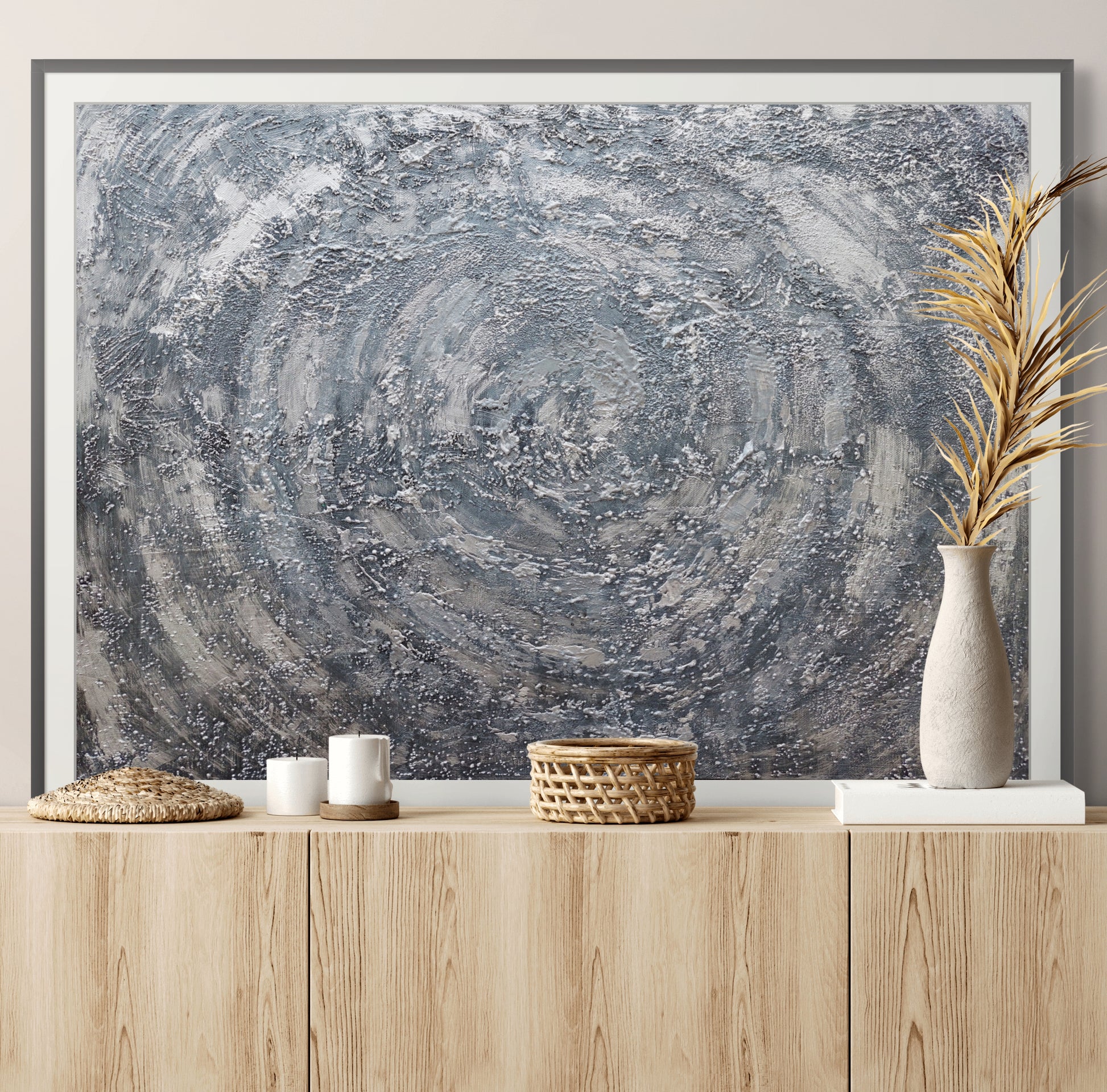 limited edition fine art print. Grey, silver and black abstract seascape