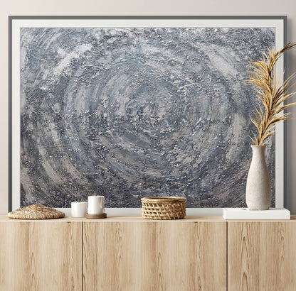 limited edition fine art print. Grey, silver and black abstract seascape
