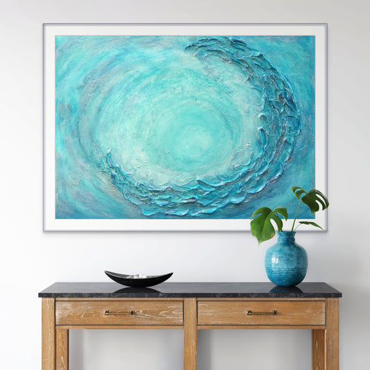 Twenty four 70x50cm blue and turquoise print