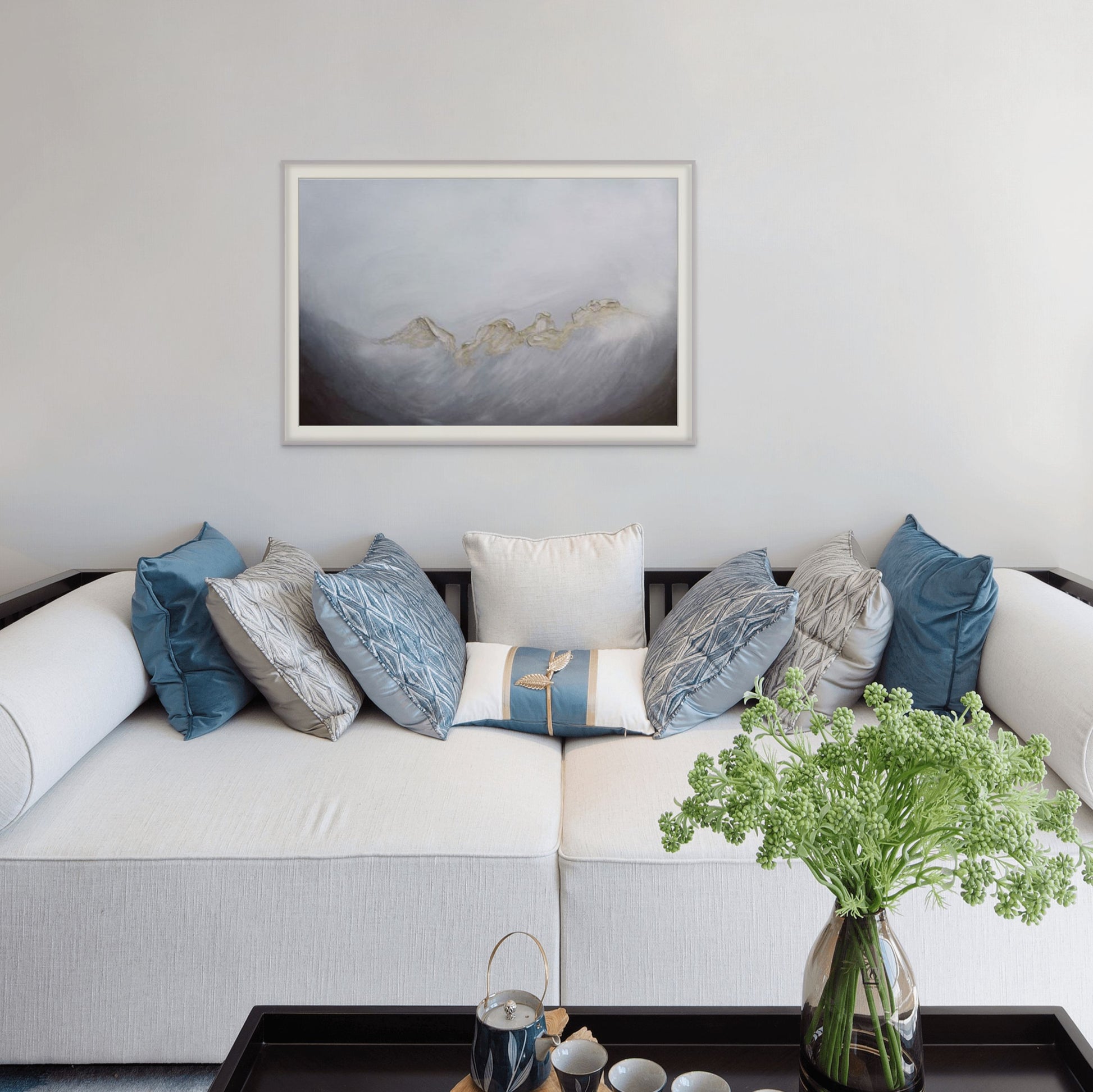 Dusk 75x50cm - Giclée Print Silver and gray abstract painting