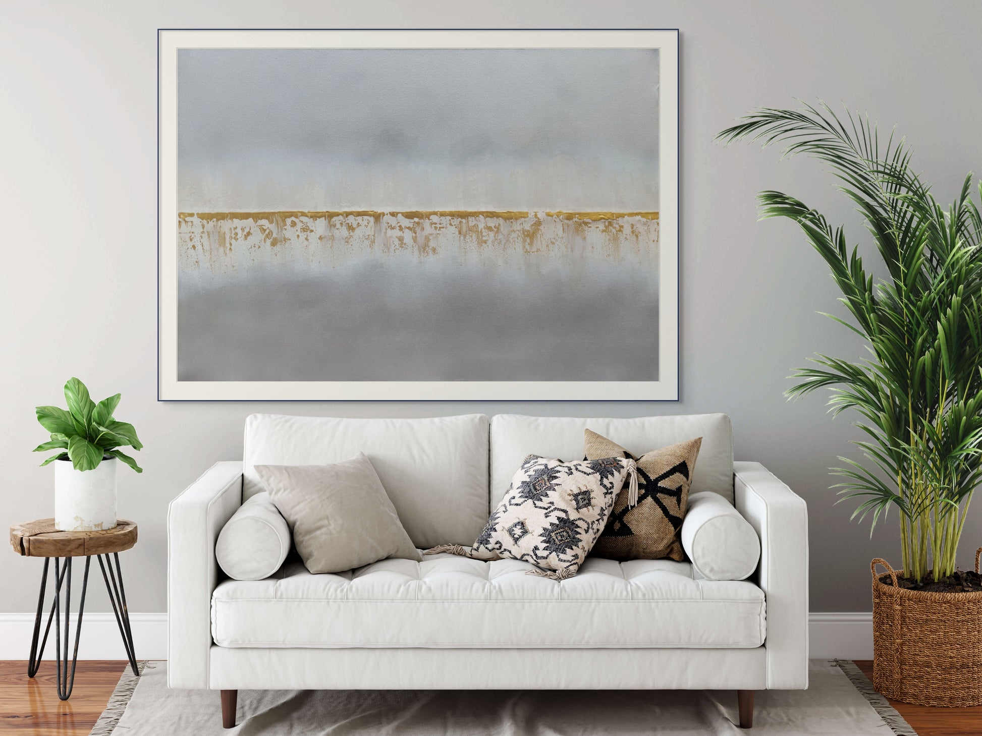 Falling through the cracks 70x50cm - Giclée Print Gray and Gold abstract image