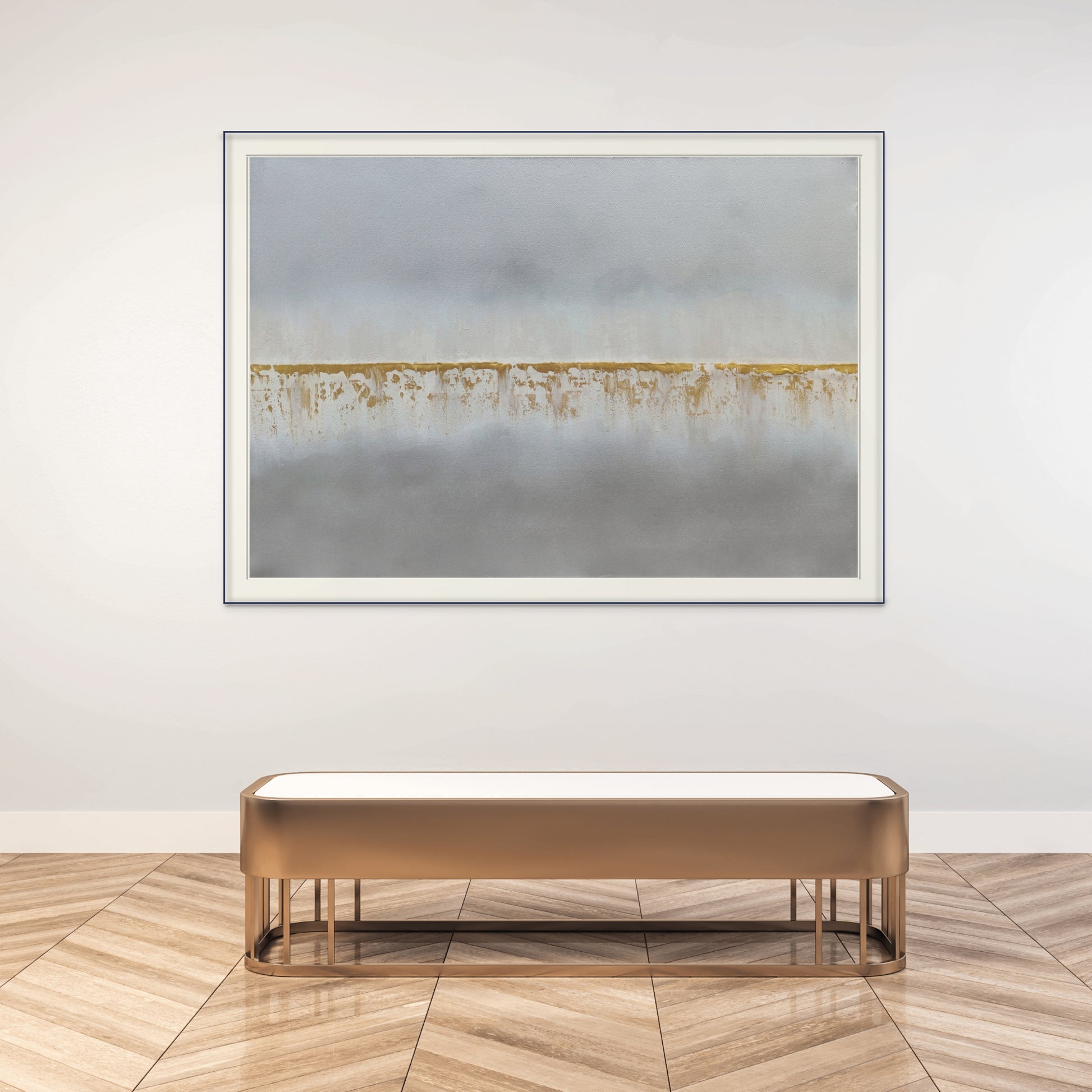 Falling through the cracks 70x50cm - Giclée Print Gray and Gold abstract image