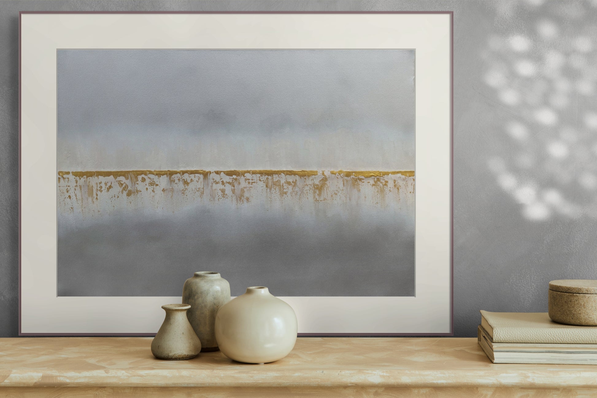 Falling through the cracks 70x50cm - Giclée Print Gray and Gold abstract image