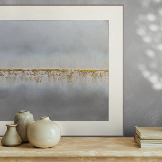 Falling through the cracks 70x50cm - Giclée Print Gray and Gold abstract image