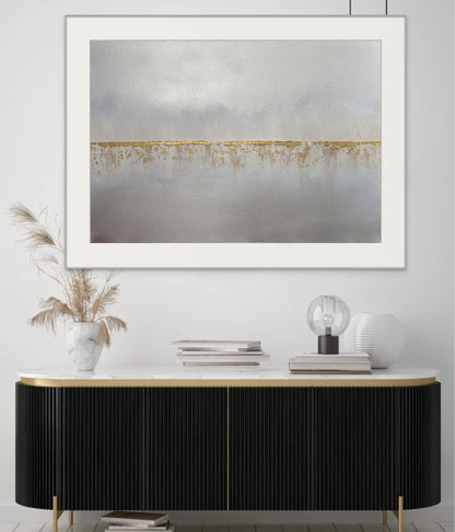 Falling through the cracks 70x50cm - Giclée Print Gray and Gold abstract image
