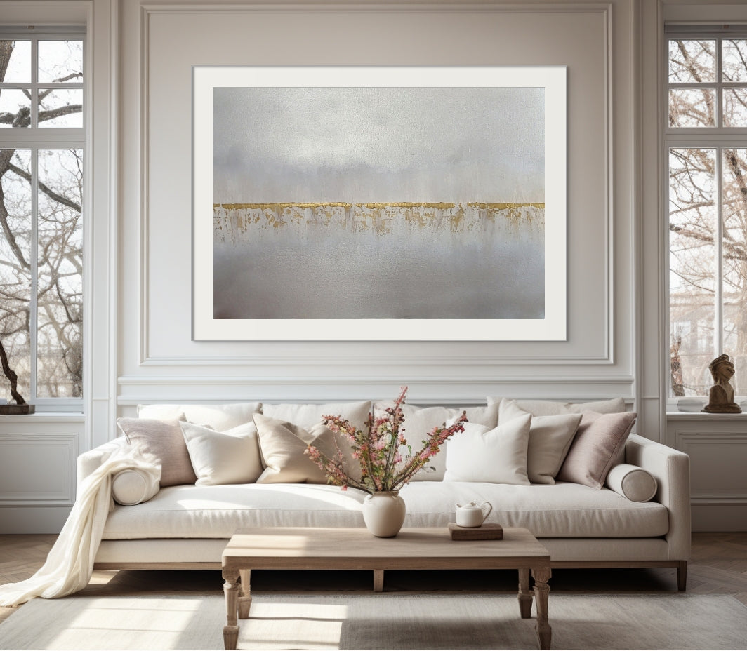 Falling through the cracks 70x50cm - Giclée Print Gray and Gold abstract image