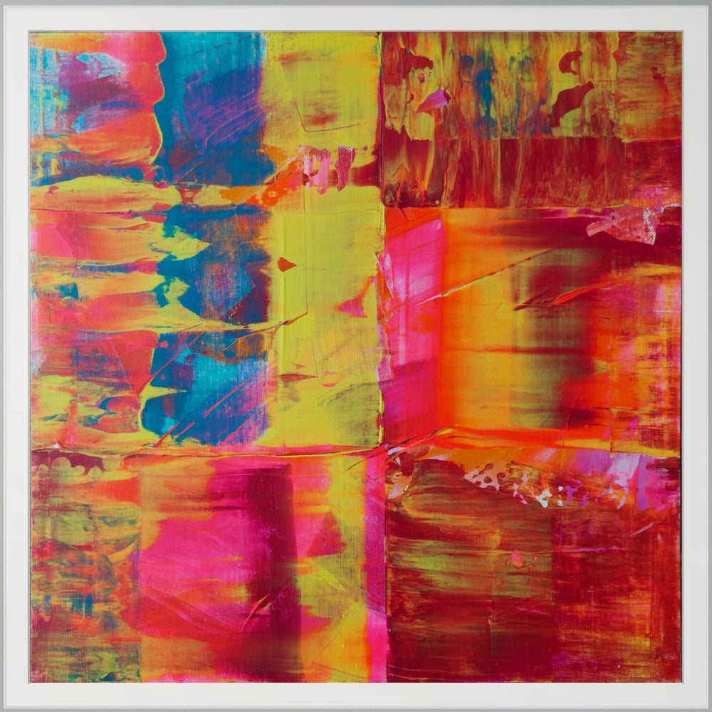 Abstract art with vibrant colours and brush strokes, limited edition art print, flurry