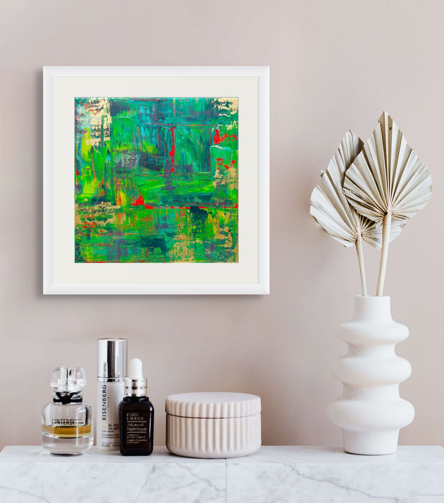Samhain no. 3 limited edition fine art print abstract green, red and gold for home space