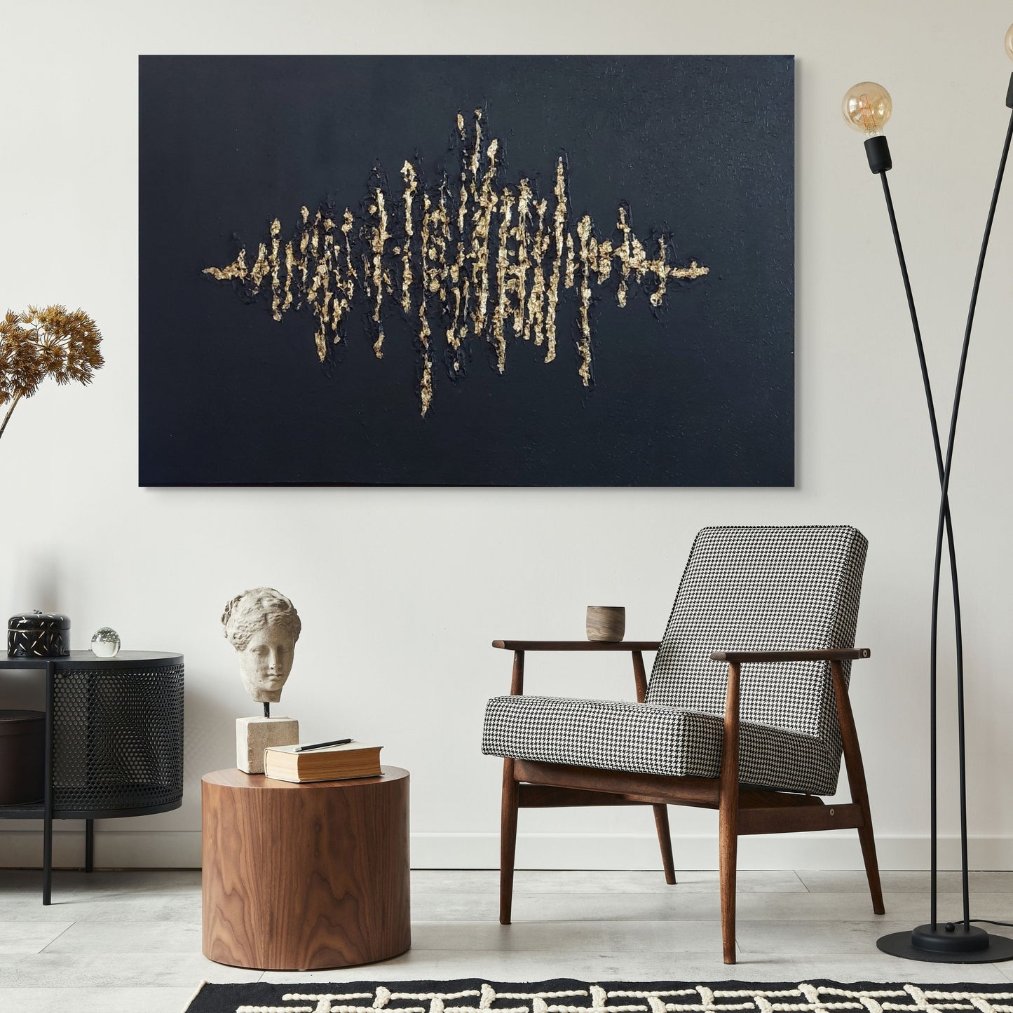 Black and gold abstract canvas wall art