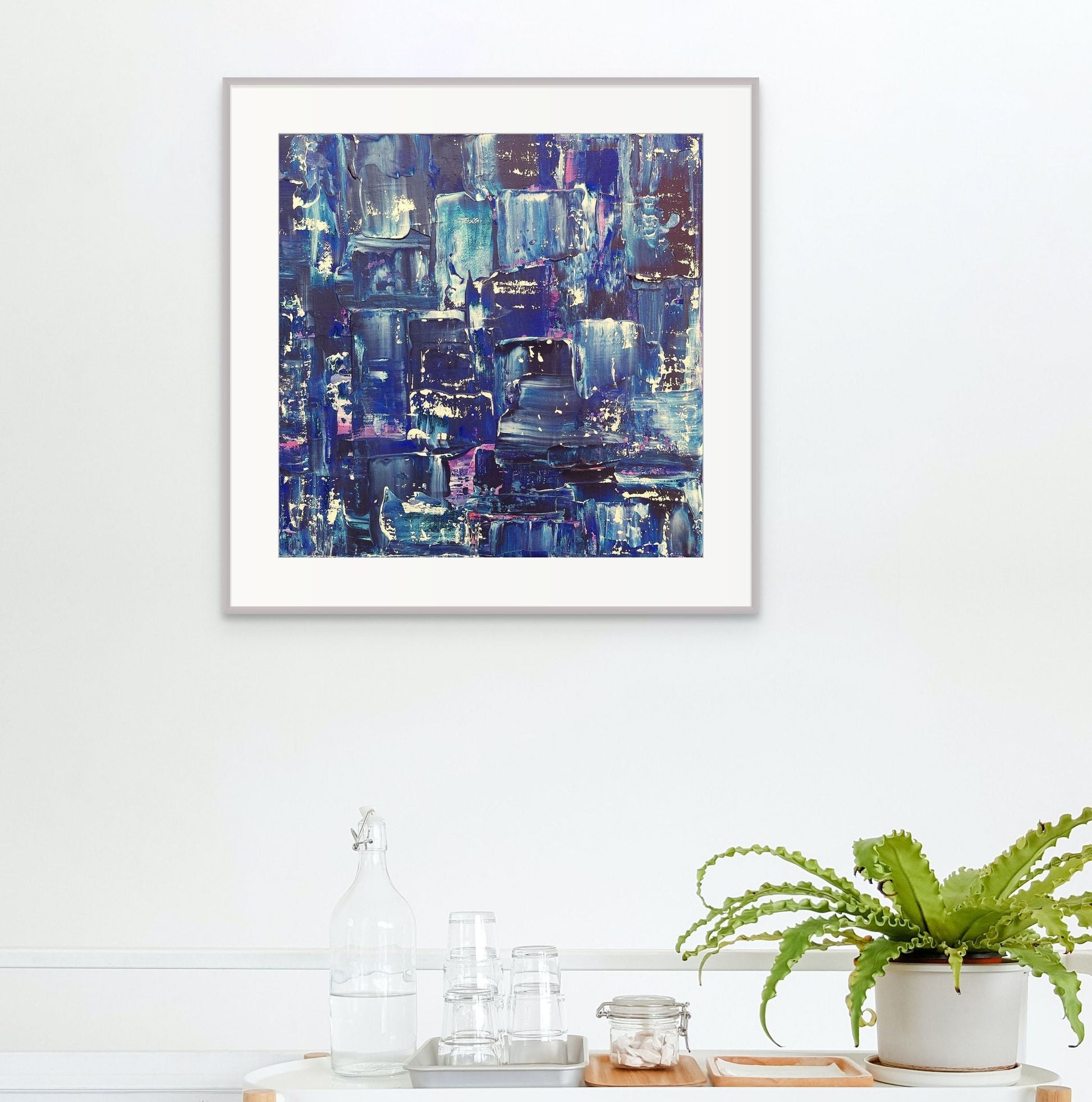 Samhain no. 2 limited edition fine art print, abstract with blue, pink, cream colours