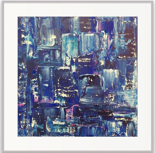 Samhain no. 2 limited edition fine art print, abstract with blue, pink, cream colours