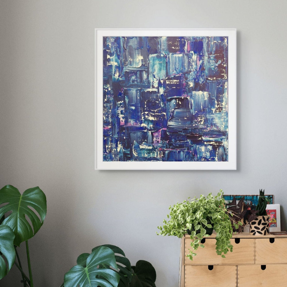 Samhain no. 2 limited edition art print, abstract with blue, pink, cream colours