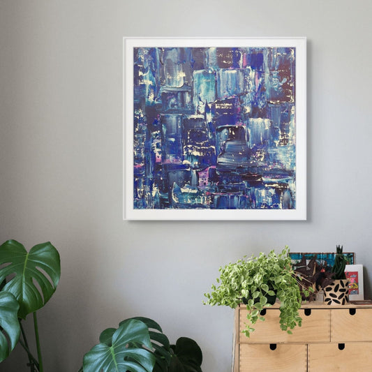 Samhain no. 2 limited edition art print, abstract with blue, pink, cream colours