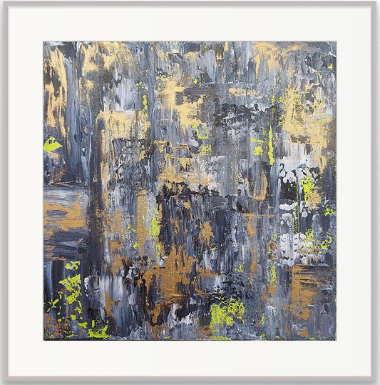 Samhain no.4 grey, black, gold and white colour limited edition print abstract style 