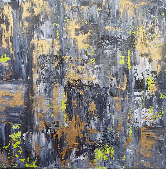 Samhain no.4 grey, black, gold and white colour limited edition print abstract style 