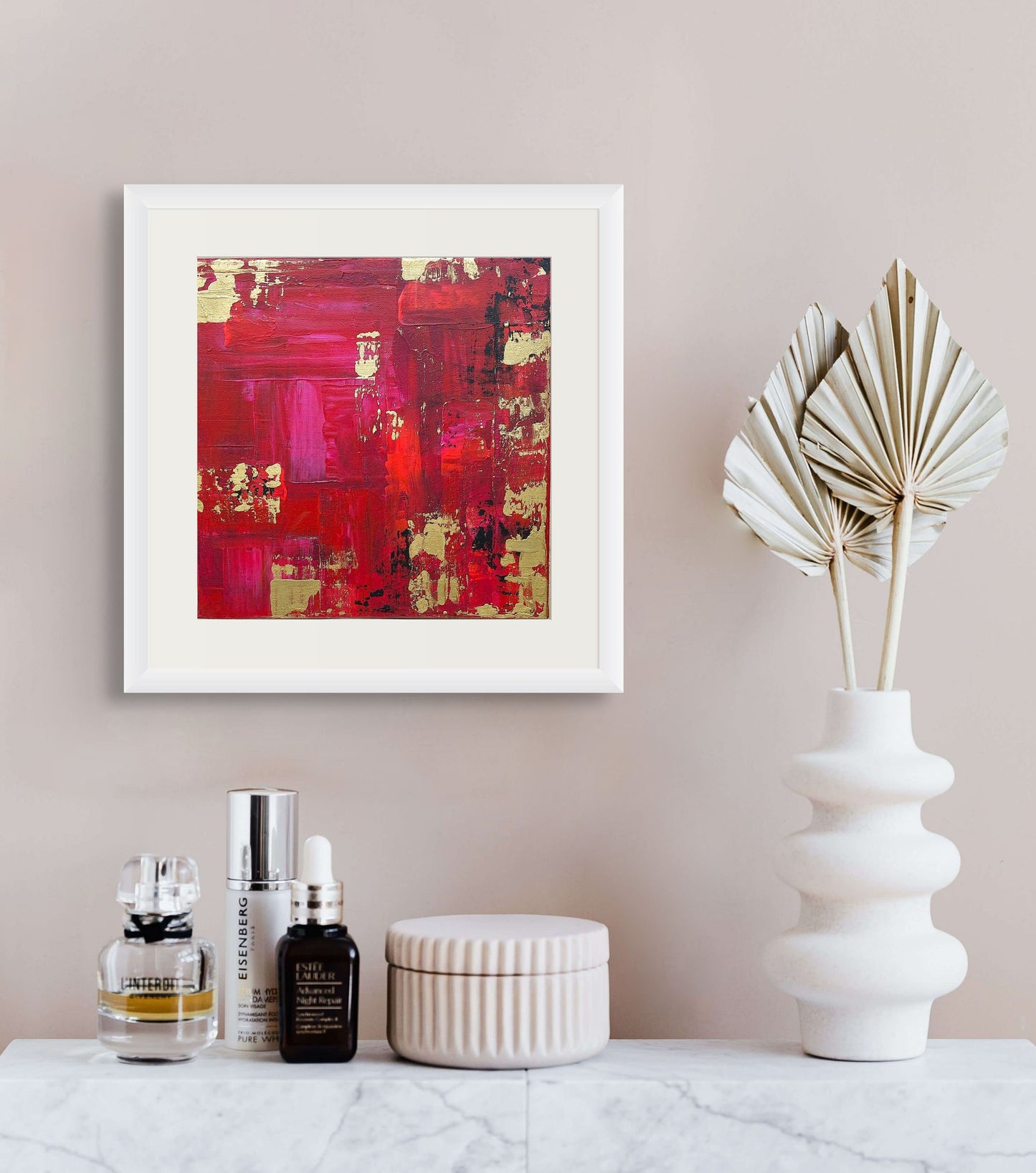 Samhain No. 1 vibrant red, gold, pink and black abstract limited edition fine art print